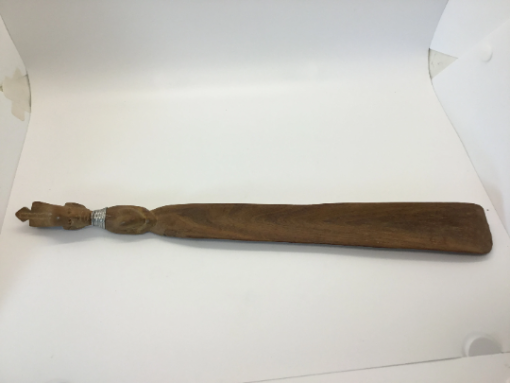 Vintage African Figure shoe horn - Authentic Wooden Hand Carved with African Headdress Warrior Primitive Rustic- Tribal Wood - Scepter - Image 4