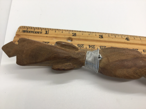 Vintage African Figure shoe horn - Authentic Wooden Hand Carved with African Headdress Warrior Primitive Rustic- Tribal Wood - Scepter - Image 7