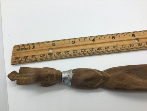Vintage African Figure shoe horn - Authentic Wooden Hand Carved with African Headdress Warrior Primitive Rustic- Tribal Wood - Scepter - Image 10