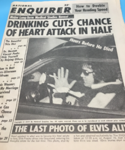 Enquirer 1977- Elvis- Drinking cuts Heart attack in half - Gossip of the stars - Way back then - Truth is stranger than fiction-