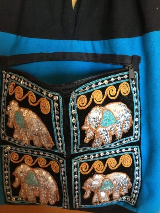 Sequined Embroidered Elephant Handbag - Stylish Purse Accessory