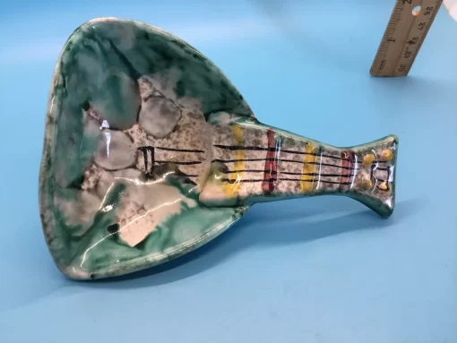 Charming Hand-Painted Vintage Italian Guitar Porcelain Ashtray