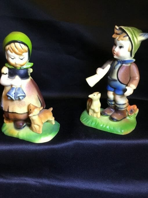 Vintage  Figurine SET Made in Hong Kong -  1970's Boy with Girl  Elf- decor Fairy set -