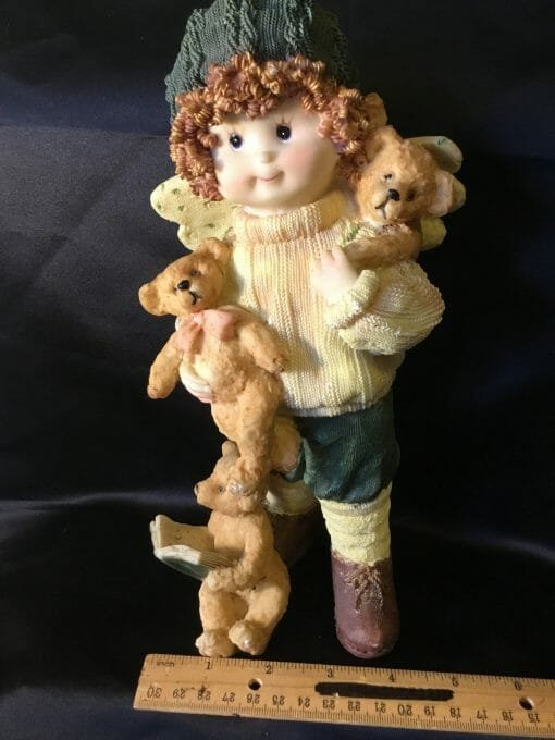 Adorable Child with wings figurine -Ceramic/ Resin  10"tall decor - Child Angel