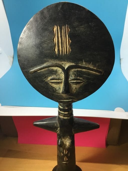 Vintage African Figure-Authentic Wooden Hand Carved Warrior Primitive Rustic Folk Art Mid-Century Modern Tribal Hanging Sculpture