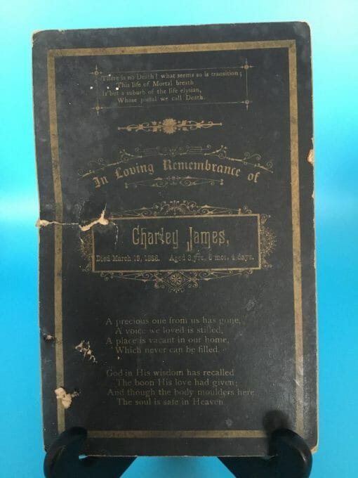 Funeral Memorial Program 1888- for little Charlie Jones - Tribute to life for 3 year old Charlie- Memorial for life -3 19-1888