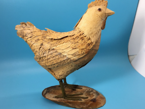Hand Crafted Corn Husk Chicken- Hen Sculpture - Image 2