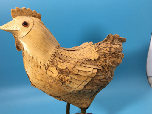 Hand Crafted Corn Husk Chicken- Hen Sculpture - Image 8