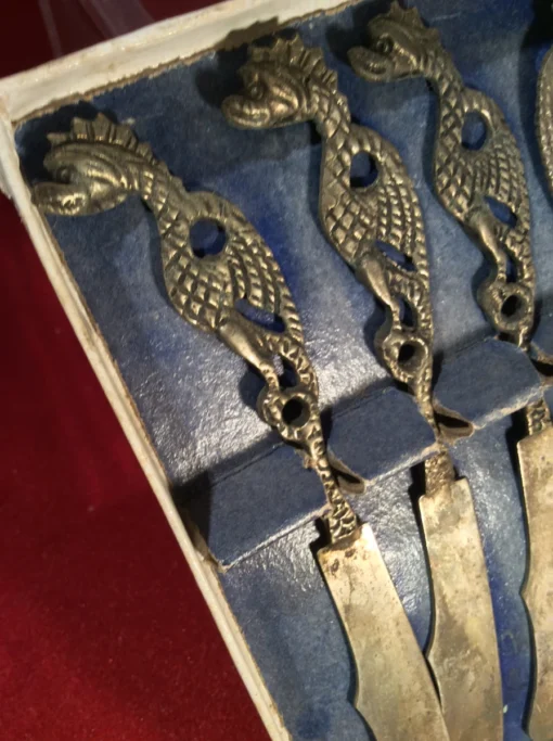 Antique Dragon Handle Butter Knives - Image 10