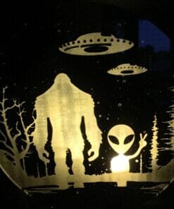 Big Foot and Alien friend Tea Light holder- Sasquatch and friend candle light