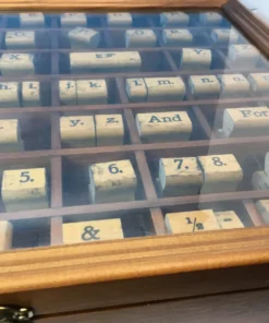 Close-up showing numbers, symbols, and alphabetical stamps in case