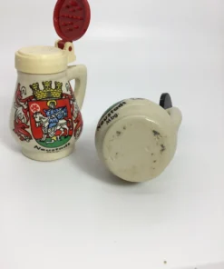 Vintage Neustadt ceramic salt and pepper shakers with lids open